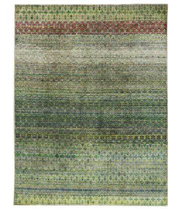 Transitional Silk Green Hand knotted Rug