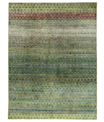 Transitional Silk Green Hand knotted Rug
