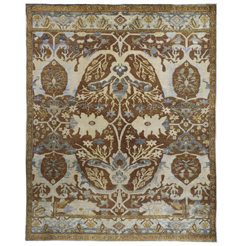Transitional Silk & Wool Brown Handknotted Rug