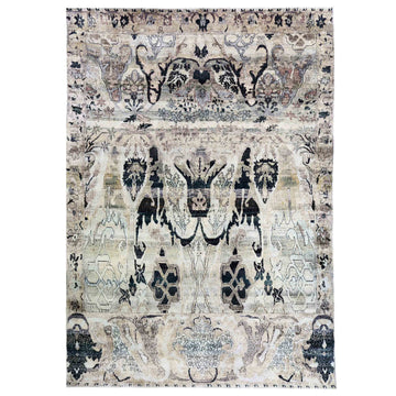 Transitional Silk Grey Handknotted Rug