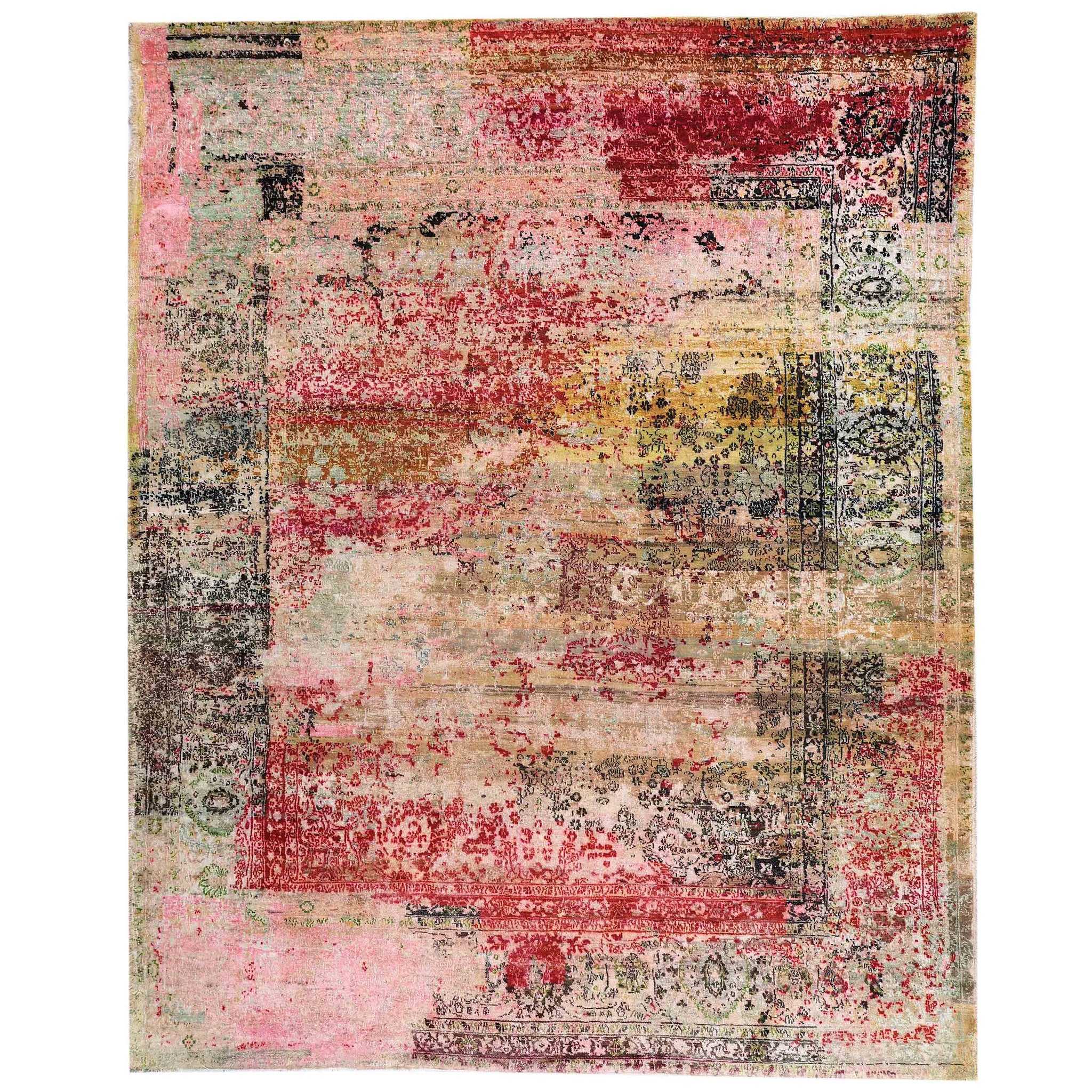 Transitional Silk Beige Handknotted Rug