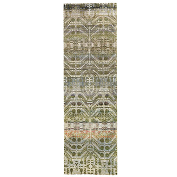 Transitional Silk Green Handknotted Rug