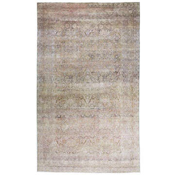 Transtional Silk & Wool Beige Handknotted Rug