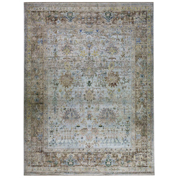 Transitional Silk Beige Handknotted Rug