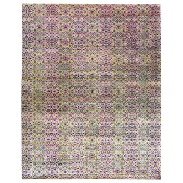 Transitional Silk Beige Handknotted Rug