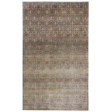 Transtional Silk & Wool Grey Handknotted Rug