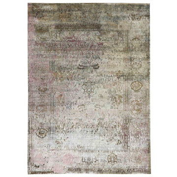 Transtional Silk & Wool Beige Handknotted Rug