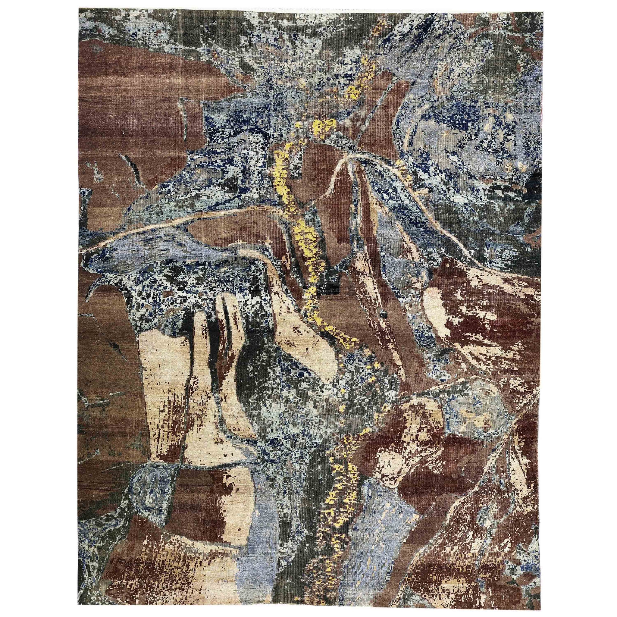 Transitional Silk & Wool Brown Hand knotted Rug