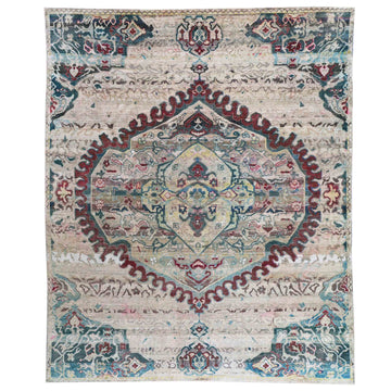 Transitional Silk Beige Handknotted Rug