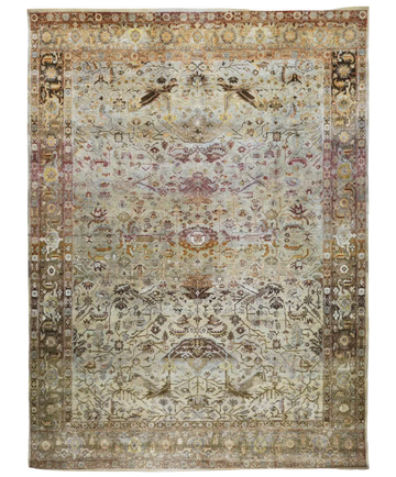 Transitional Silk & Wool Beige Handknotted Rug