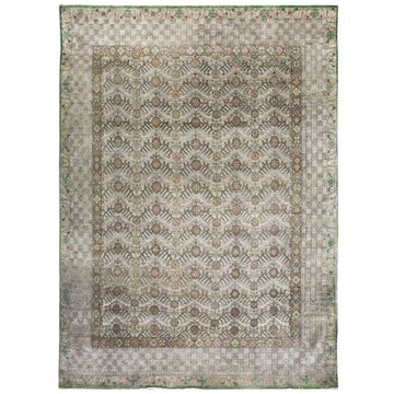 Transtional Silk & Wool Grey Handknotted Rug