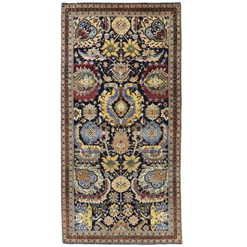 Transitional Wool Black Hand knotted Rug