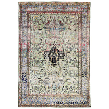Transitional Silk Green Handknotted Rug