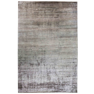 Transtional Silk Grey Handknotted Rug