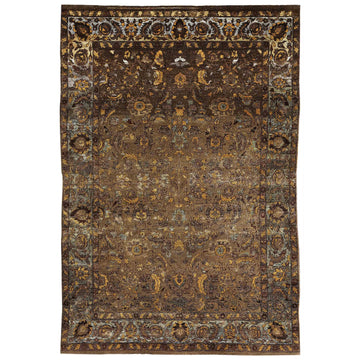 Transitional Wool Brown Hand knotted Rug
