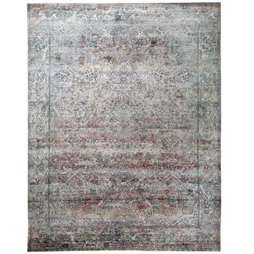 Transtional Silk Grey Handknotted Rug