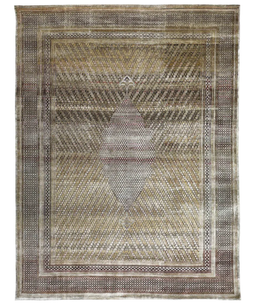 Transitional Silk & Wool Brown Handknotted Rug