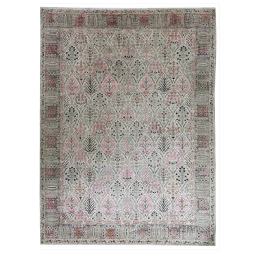 Transtional Silk Grey Handknotted Rug