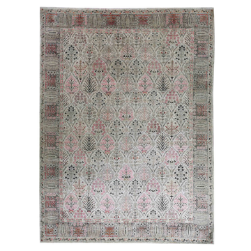Transtional Silk Grey Handknotted Rug