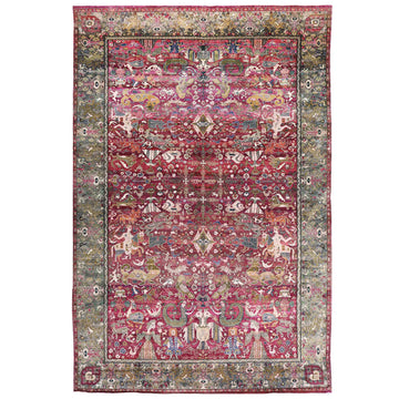 Transtional Silk & Wool Pink Handknotted Rug
