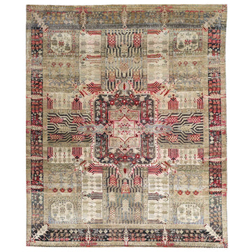 Transtional Silk & Wool Pink Handknotted Rug