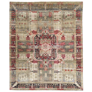 Transtional Silk & Wool Pink Handknotted Rug