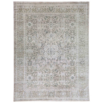 Transtional Grey Silk Handknotted Rug