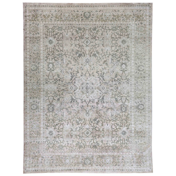Transtional Grey Silk Handknotted Rug