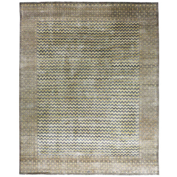 Transtional Silk & Wool Beige Handknotted Rug