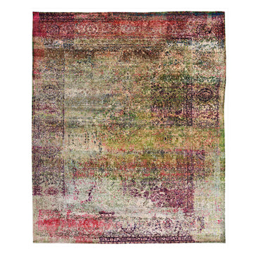 Transtional Pink Silk Handknotted Rug