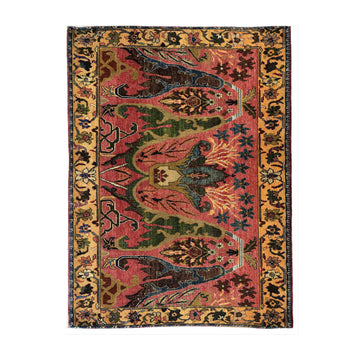 Transitional Wool Pink Hand knotted Rug