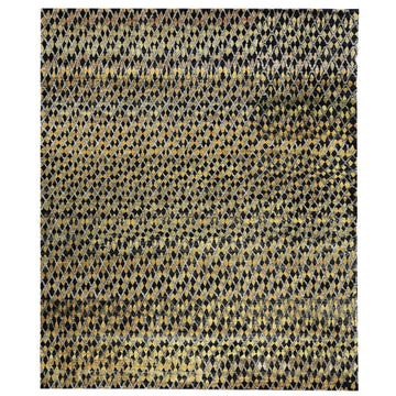 Transtional Silk & Wool Yellow Handknotted Rug