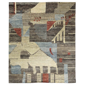 Transitional Wool Grey Handknotted Rug
