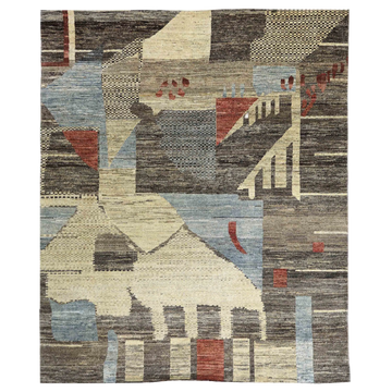 Transitional Wool Grey Handknotted Rug