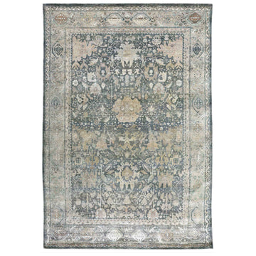 Transtional Grey Silk Handknotted Rug