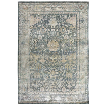Transtional Grey Silk Handknotted Rug