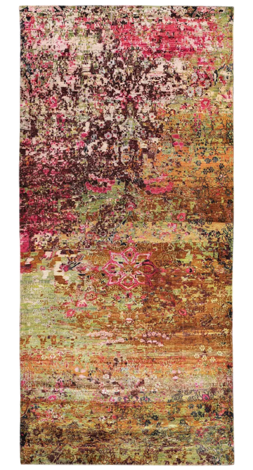 Transitional Silk Yellow Hand knotted Rug