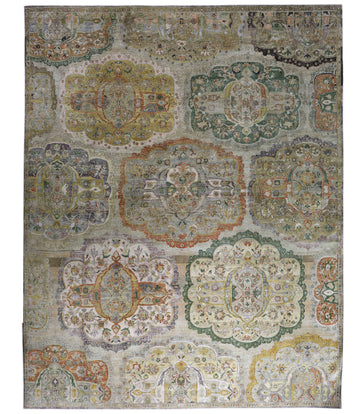 Transitional Silk Grey Hand knotted Rug