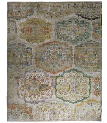 Transitional Silk Grey Hand knotted Rug