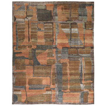 Transitional Wool Brown Handknotted Rug