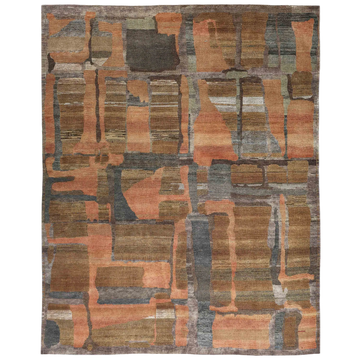 Transitional Wool Brown Handknotted Rug