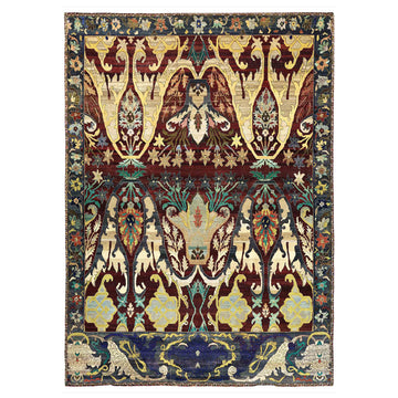 Transitional Wool Red Hand knotted Rug