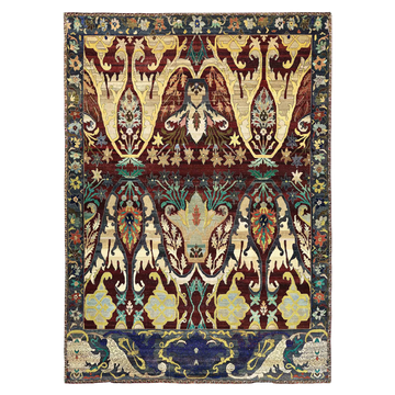 Transitional Wool Red Hand knotted Rug