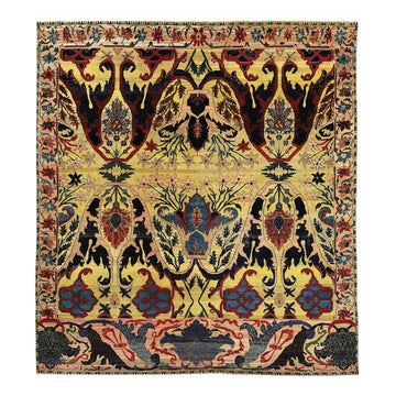 Transitional Wool Yellow Hand knotted Rug