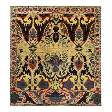 Transitional Wool Yellow Hand knotted Rug