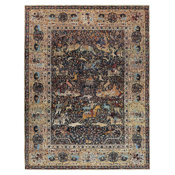 Transitional Wool Gray Hand knotted Rug