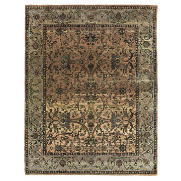 Transitional Wool Brown Hand knotted Rug