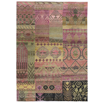 Transitional Wool Pink Handknotted Rug