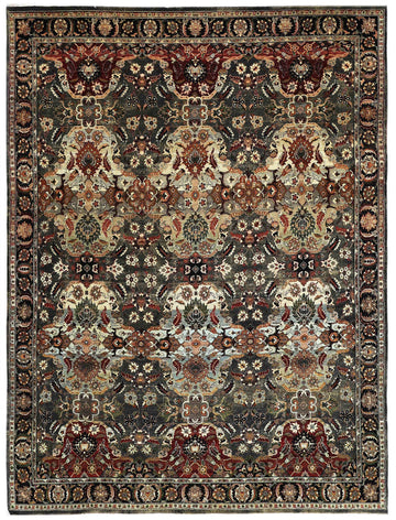 Traditional Wool Green Handknotted Rug