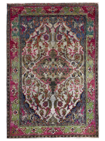 Transitional Silk & Wool Pink Handknotted Rug